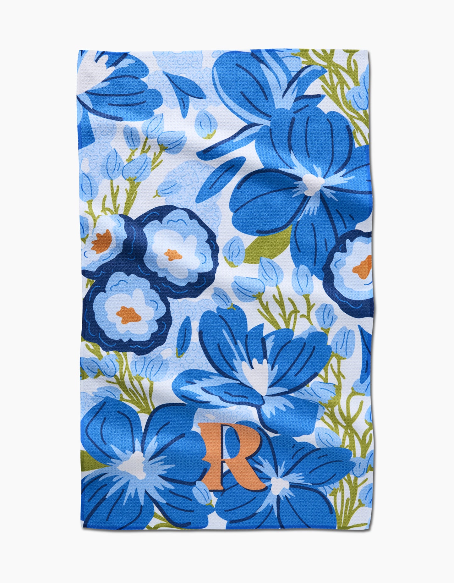 Geometry Monogram Floral Tea Towel letter C