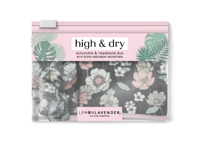 Lemon Lavender High & Dry Microfiber Scrunchie/Headband Duo