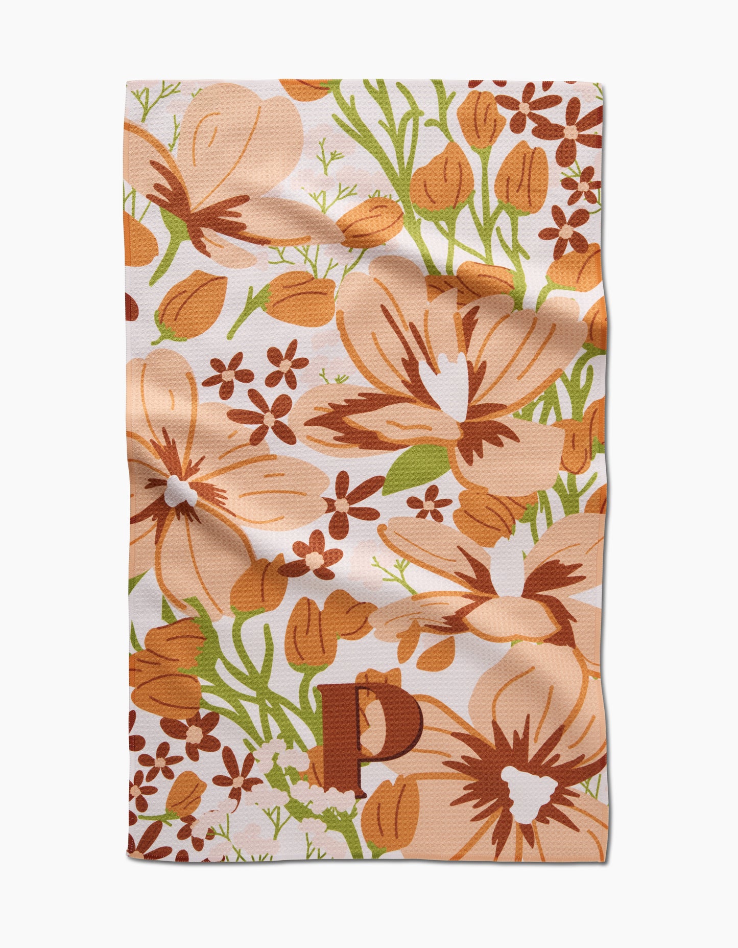 Geometry Monogram Floral Tea Towel letter C