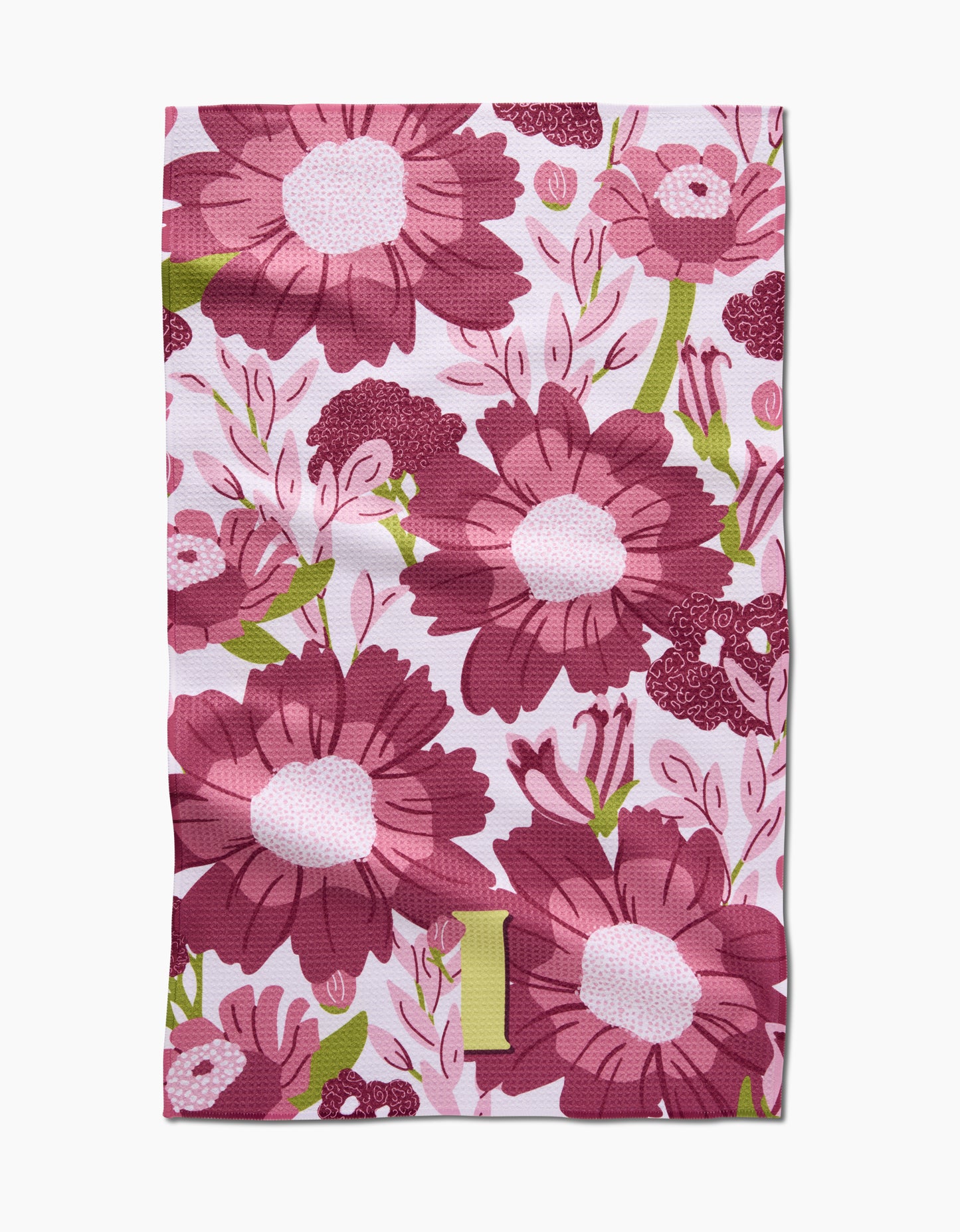 Geometry Monogram Floral Tea Towel letter C