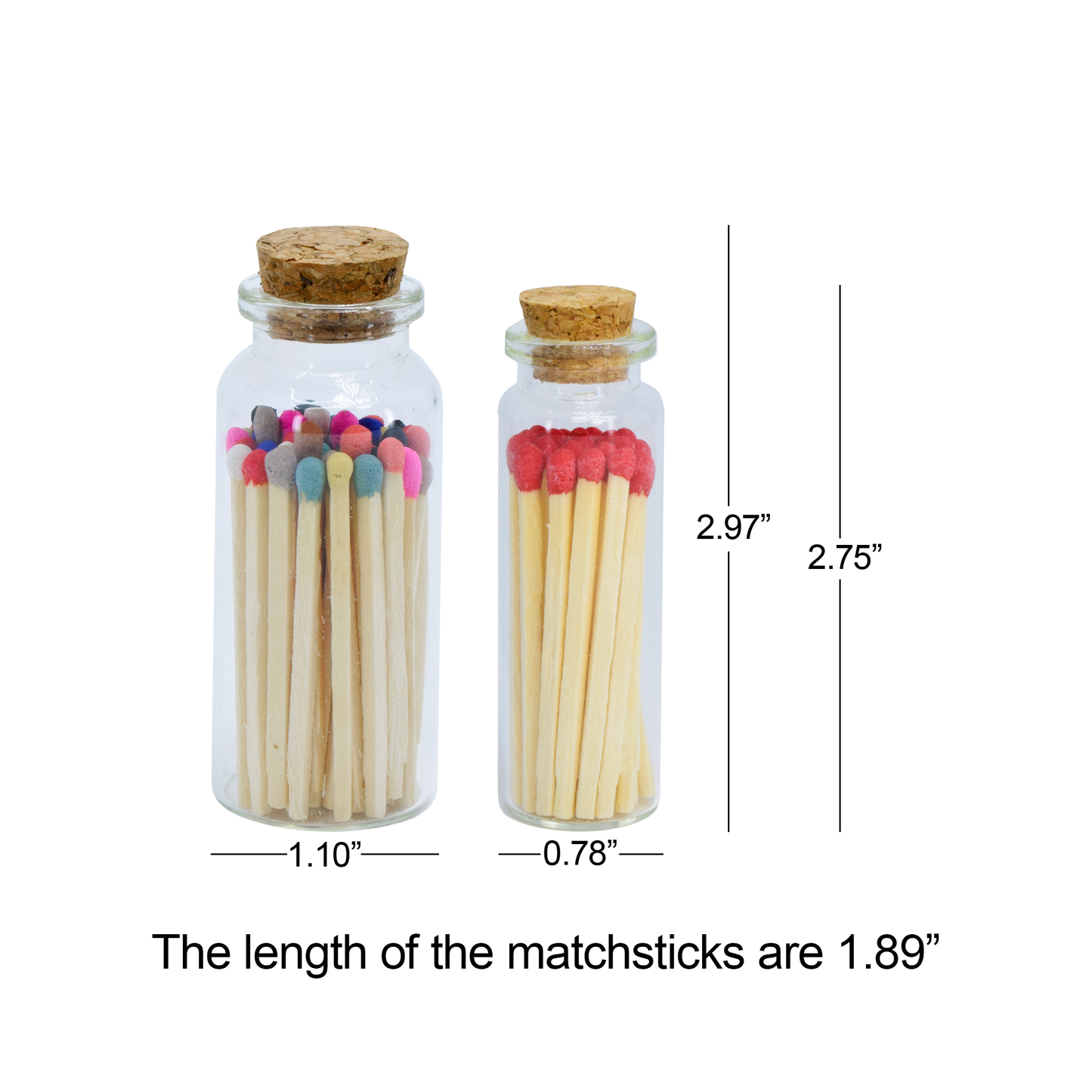 Small Match Bottles - Safety Matches in Jars with Striker: 40 Matchsticks Jar / Charcoal
