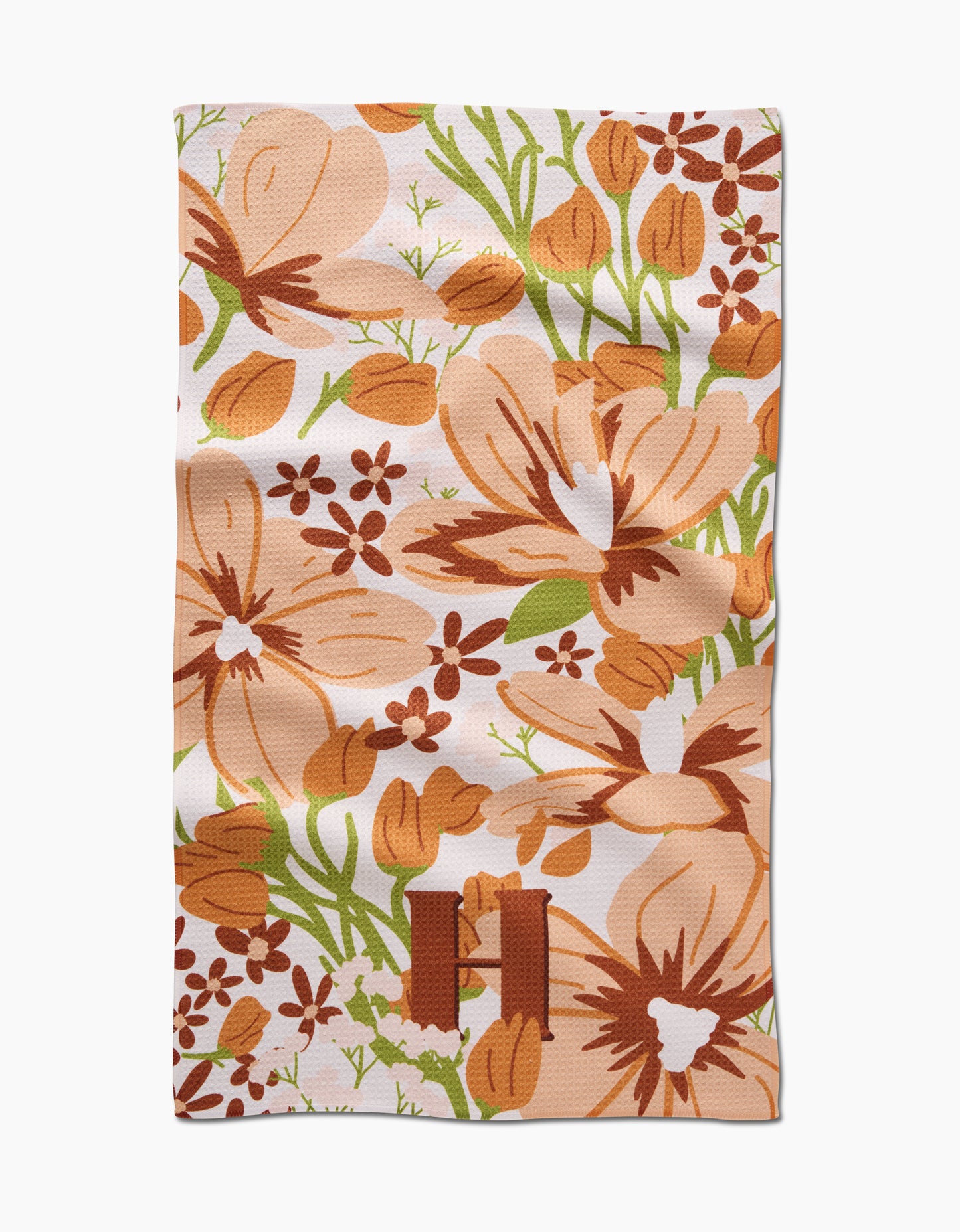 Geometry Monogram Floral Tea Towel letter C
