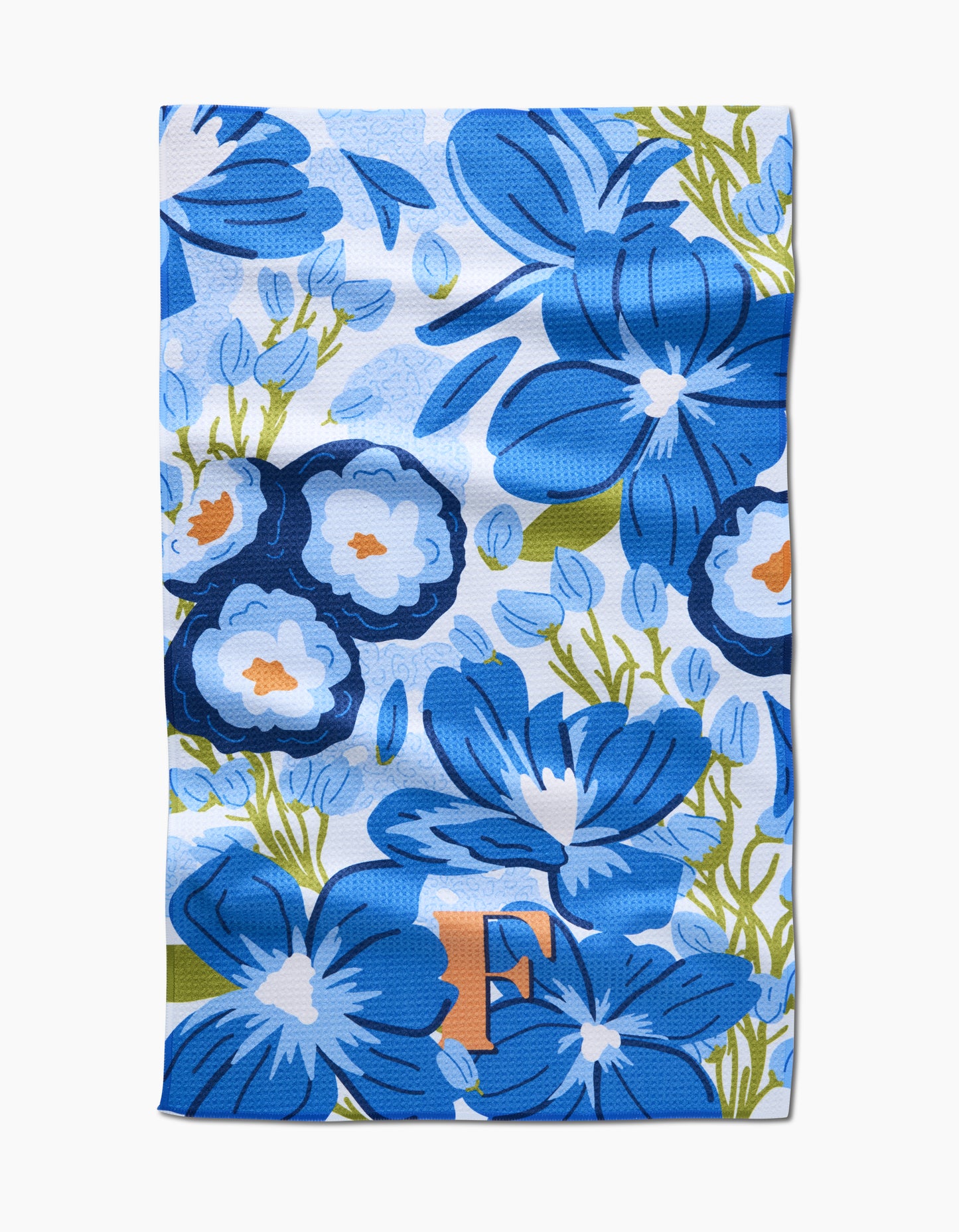 Geometry Monogram Floral Tea Towel letter C