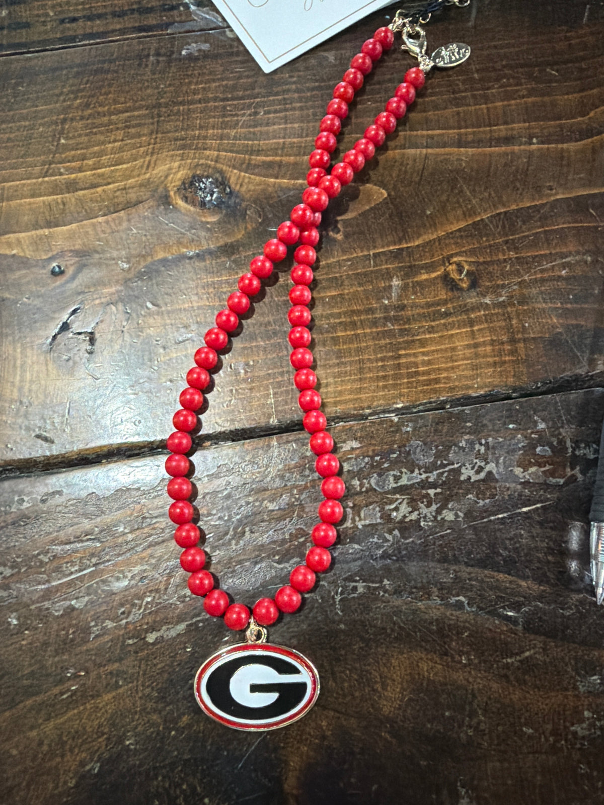 Georgia Beaded Logo pendant necklace