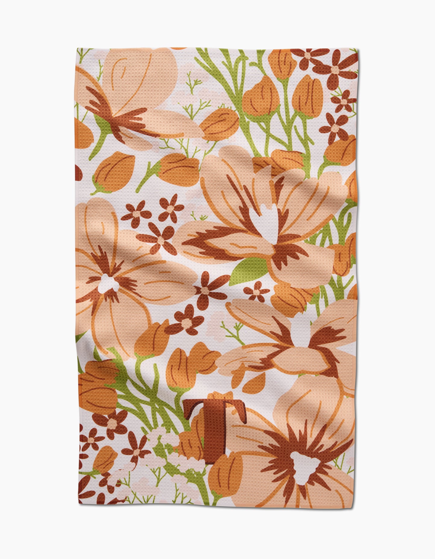 Geometry Monogram Floral Tea Towel letter C