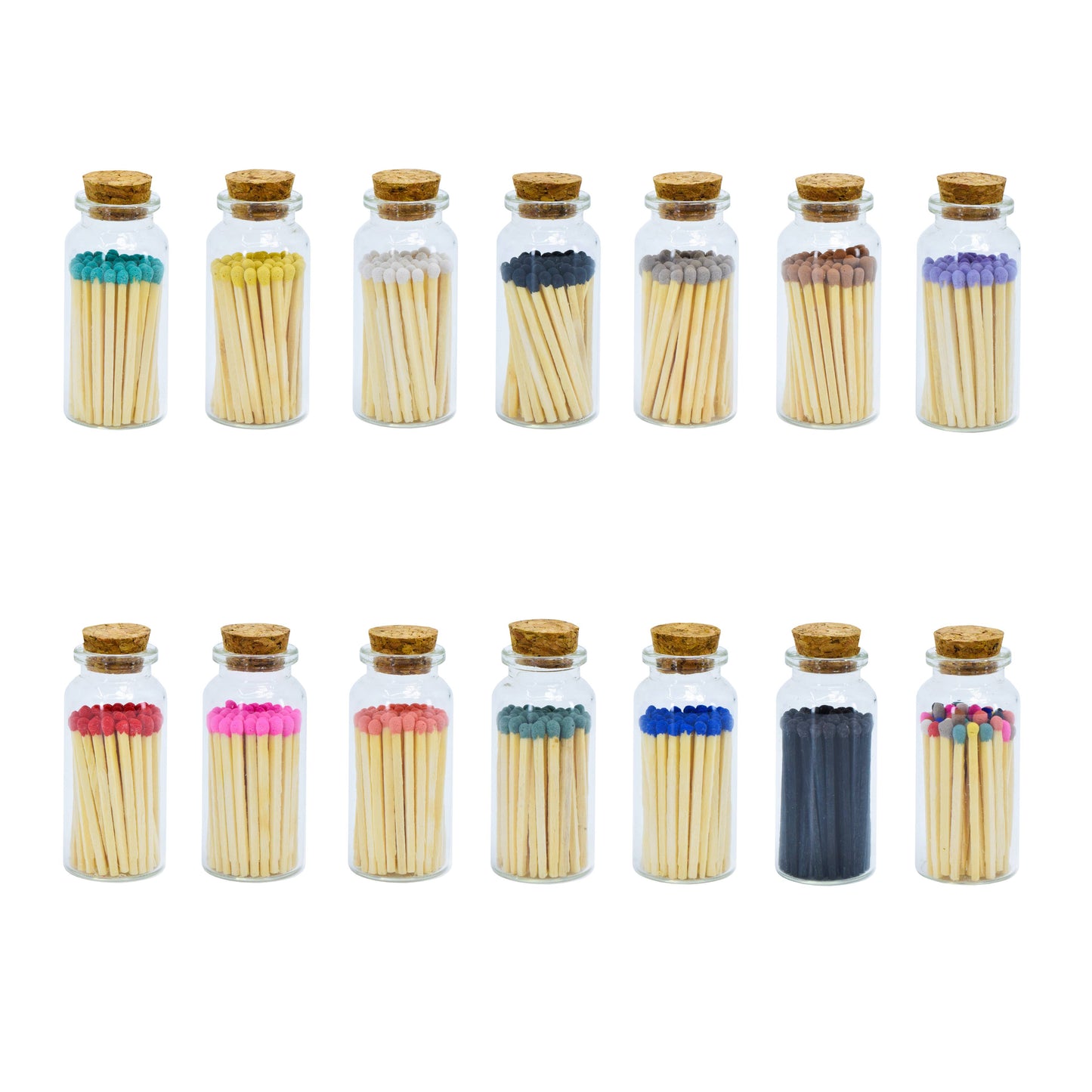 Small Match Bottles - Safety Matches in Jars with Striker: 40 Matchsticks Jar / Charcoal