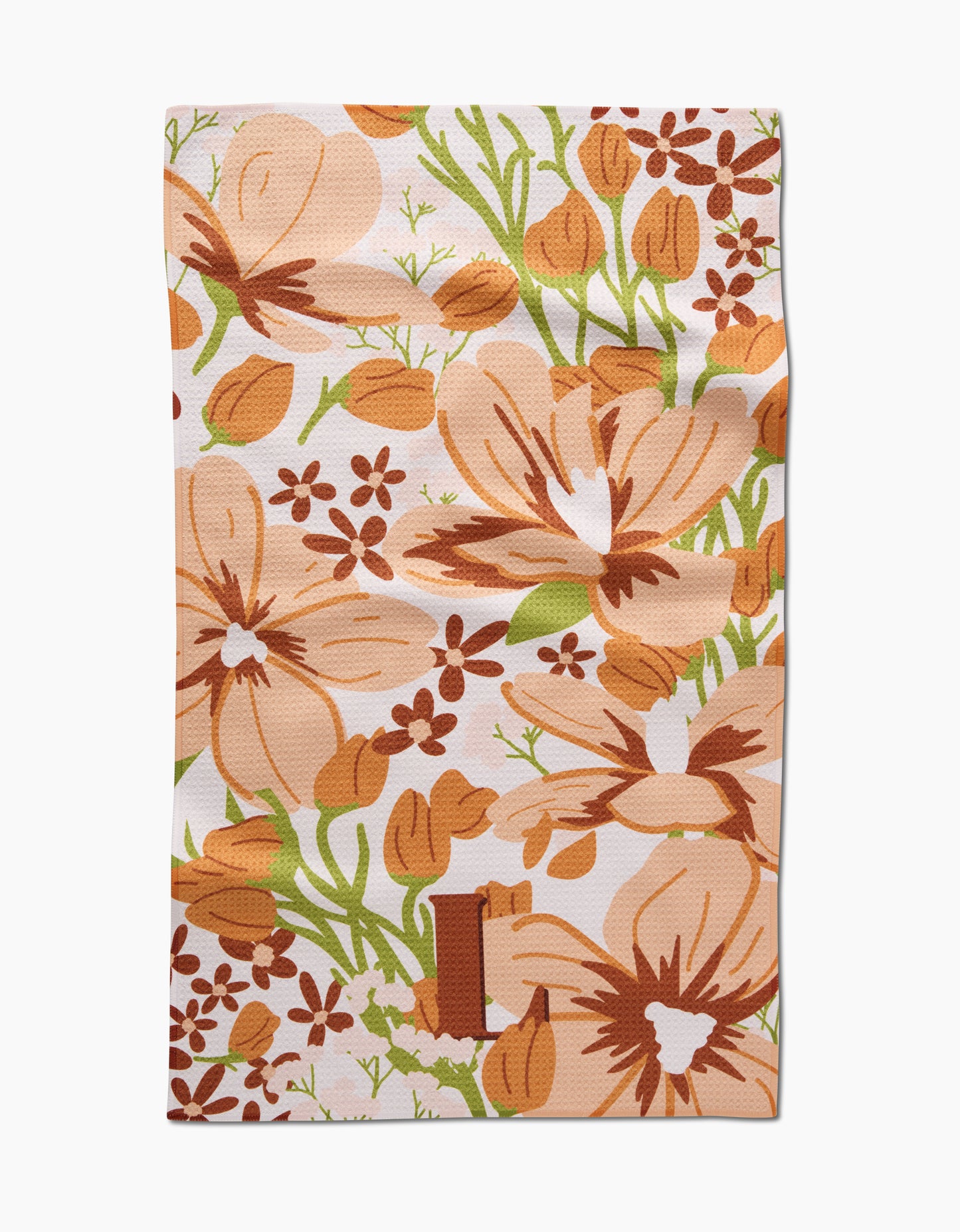 Geometry Monogram Floral Tea Towel letter C