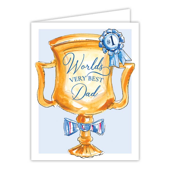 World's Very Best Dad Trophy with Bow Tie Greeting Card