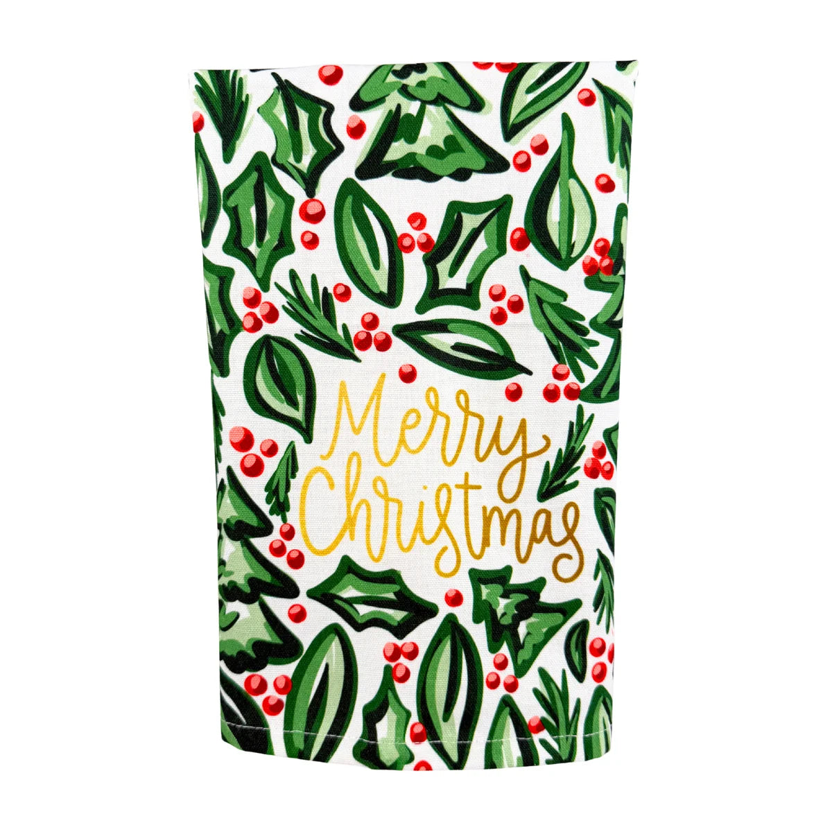 Merry Christmas Holly Tea Towel