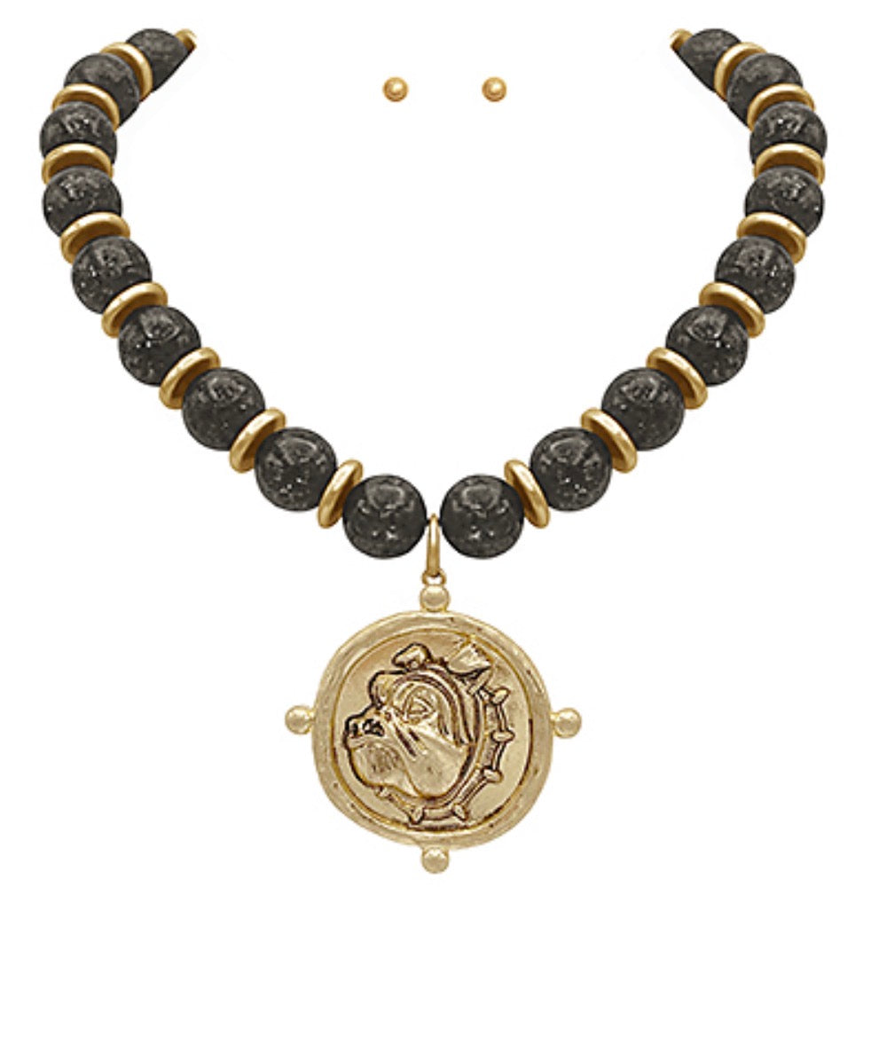 Bulldog Face Pendant Necklace
