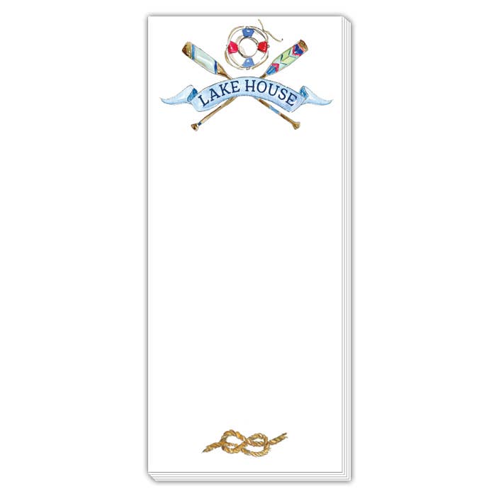 Lake House Crossed Oars and Life Preserver Skinny Notepad