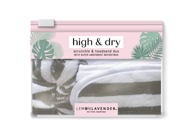 Lemon Lavender High & Dry Microfiber Scrunchie/Headband Duo