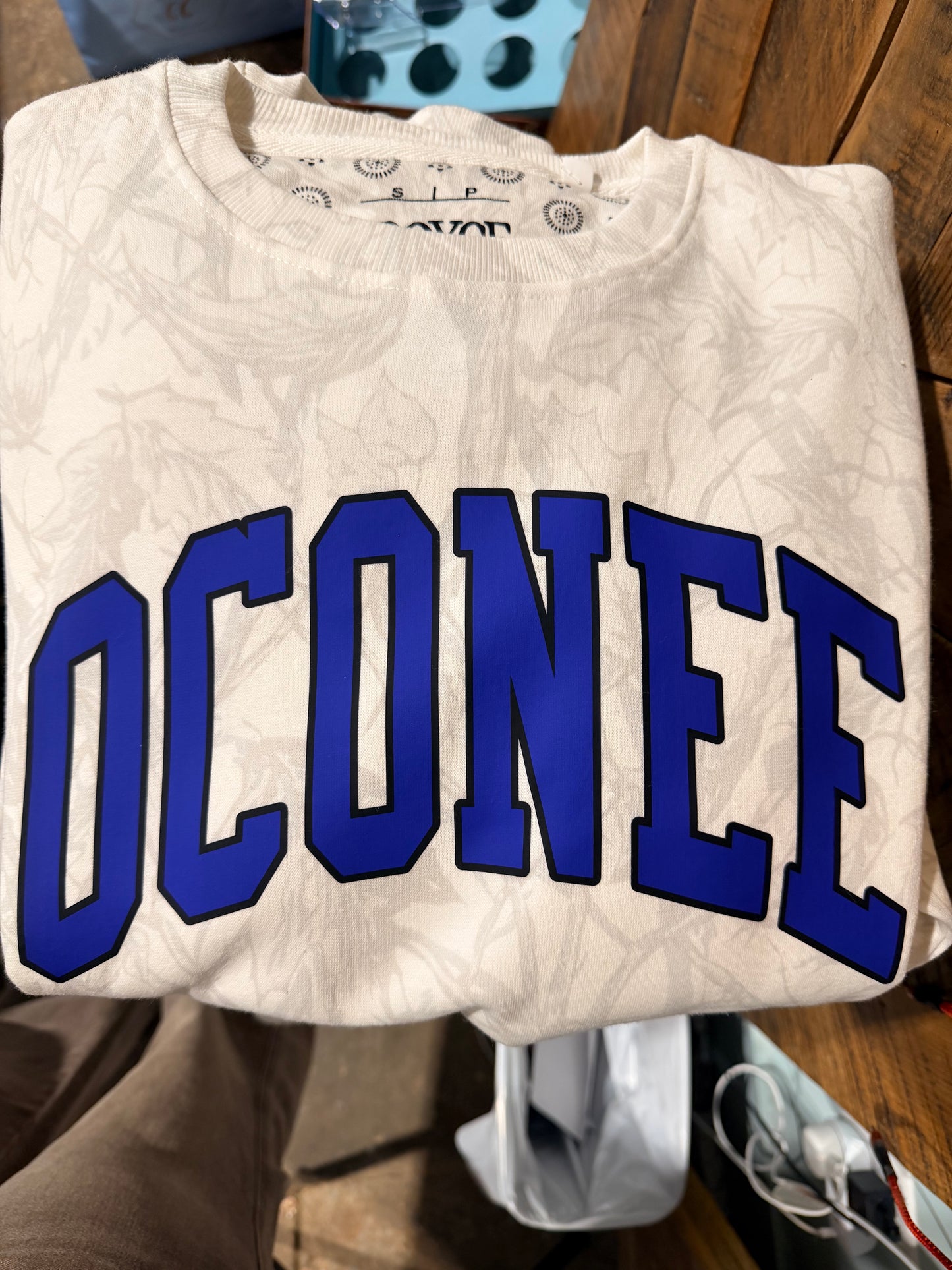 Oconee white camo crew sweatshirt