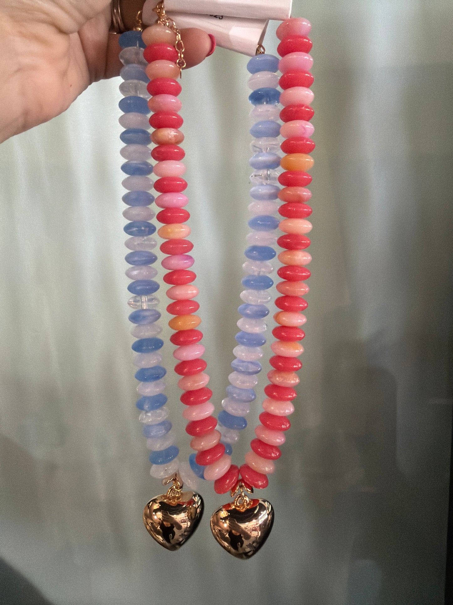Puffy Heart Beaded Necklace