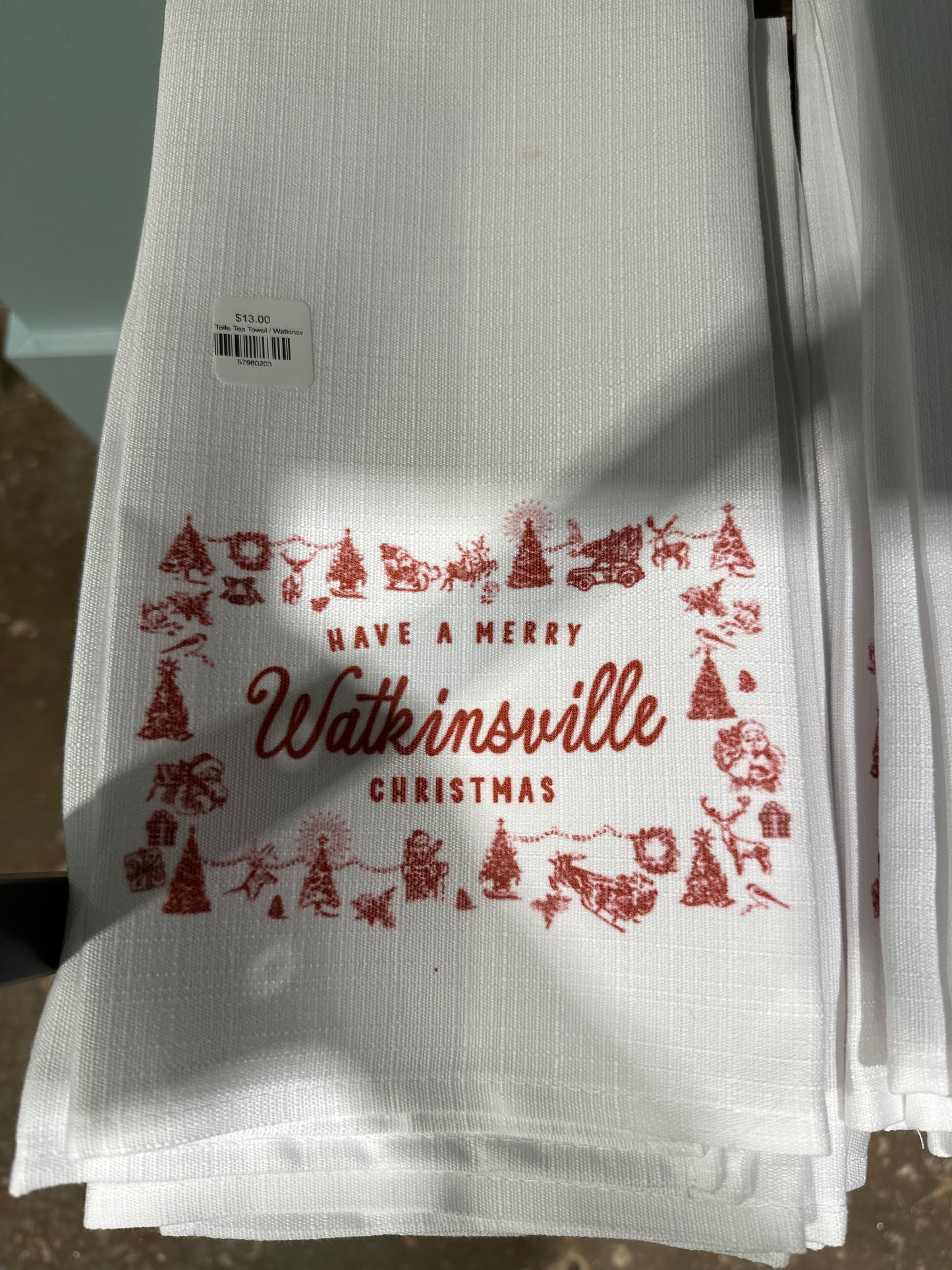 Merry Toile Tea Towel