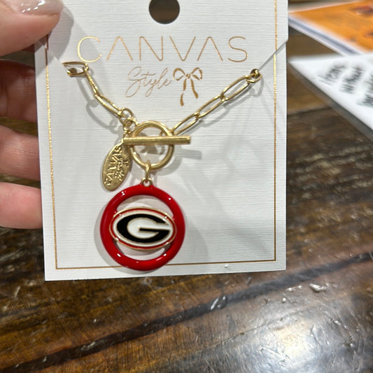 Georgia Logo T Bar 16" necklace