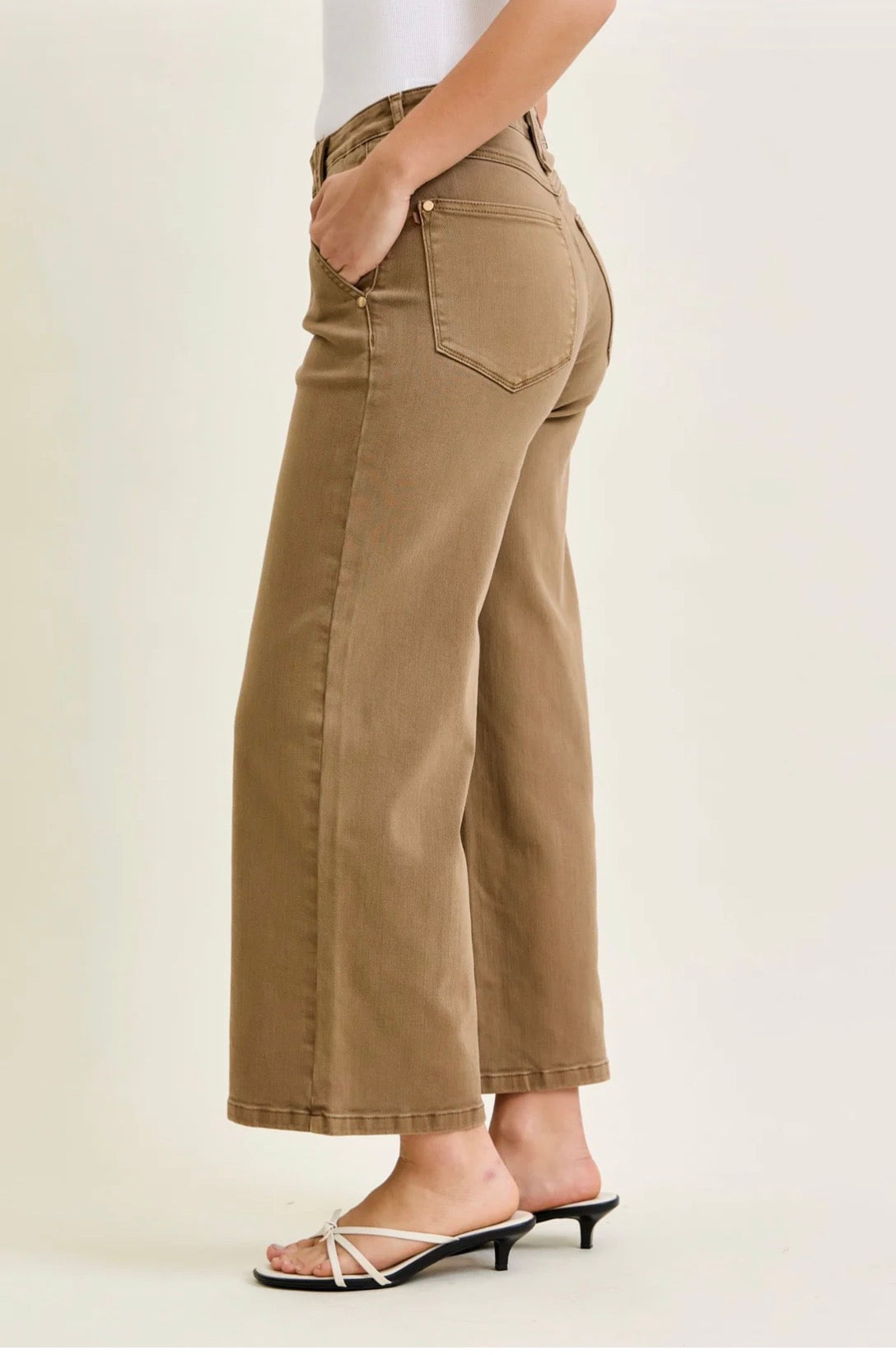 Judy Blue Golden Brown High Waisted Wide Ankle Jeans