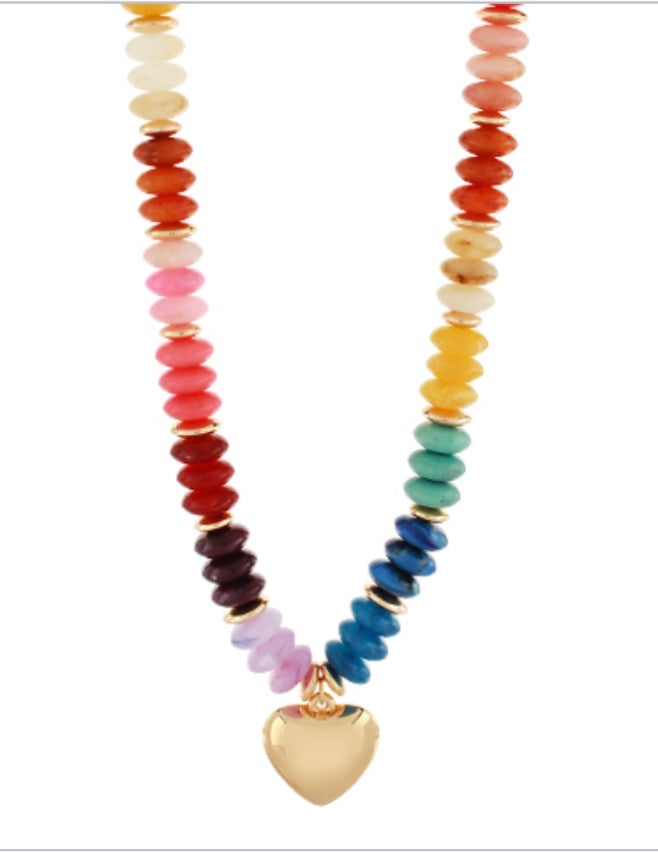Puffy Heart Beaded Necklace
