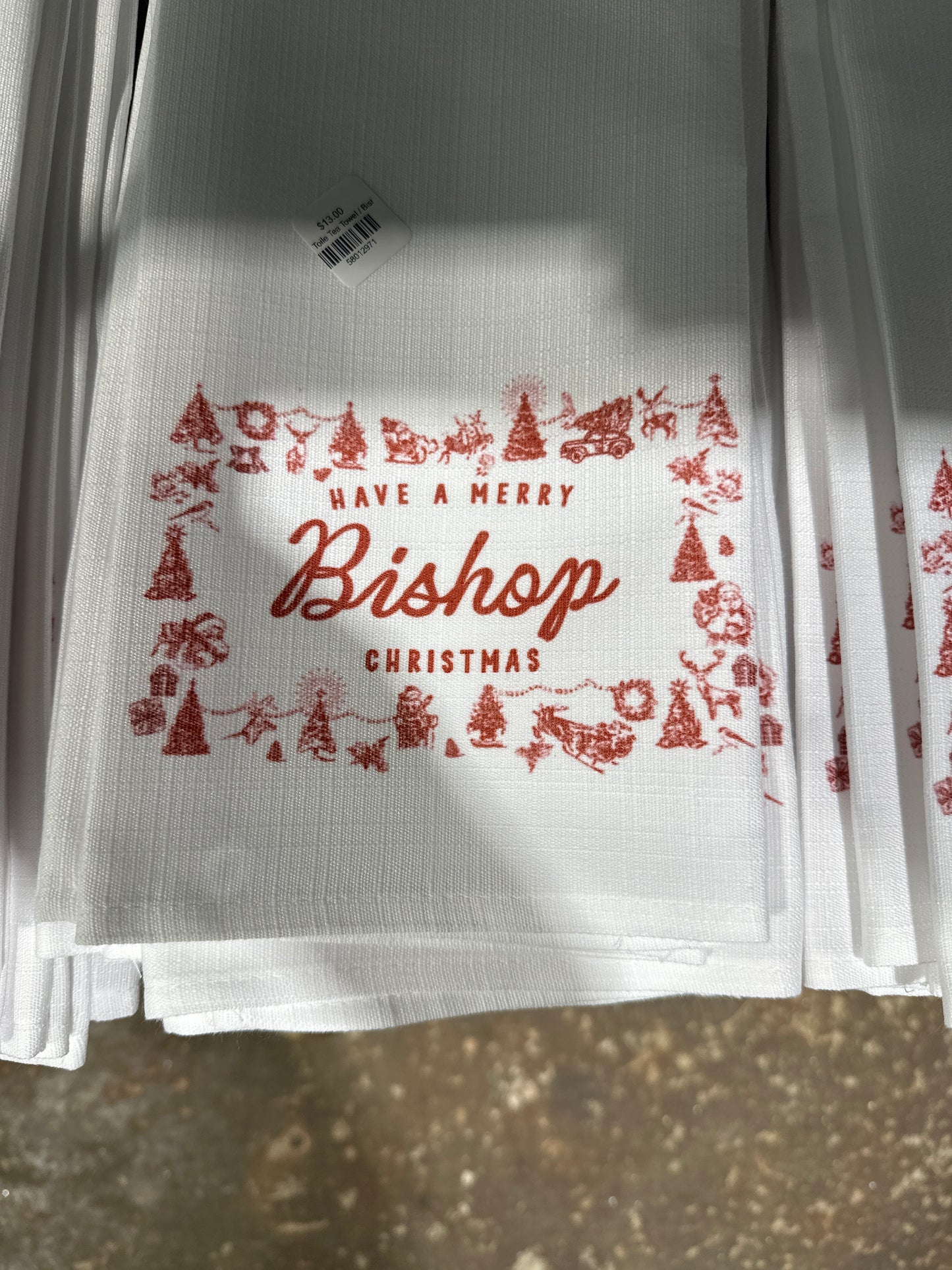 Merry Toile Tea Towel