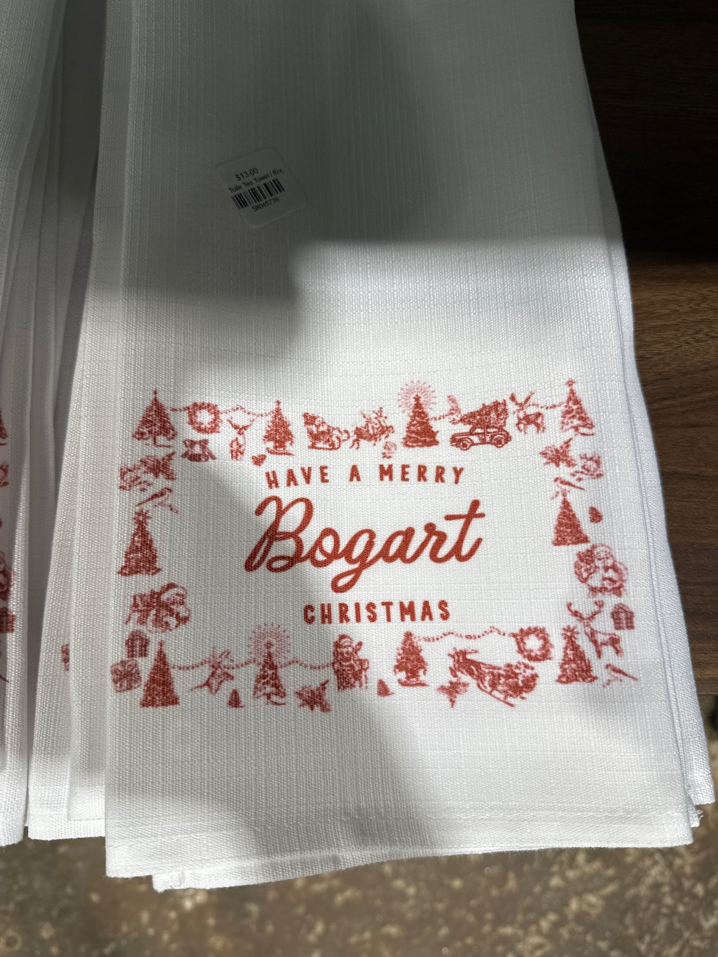 Merry Toile Tea Towel