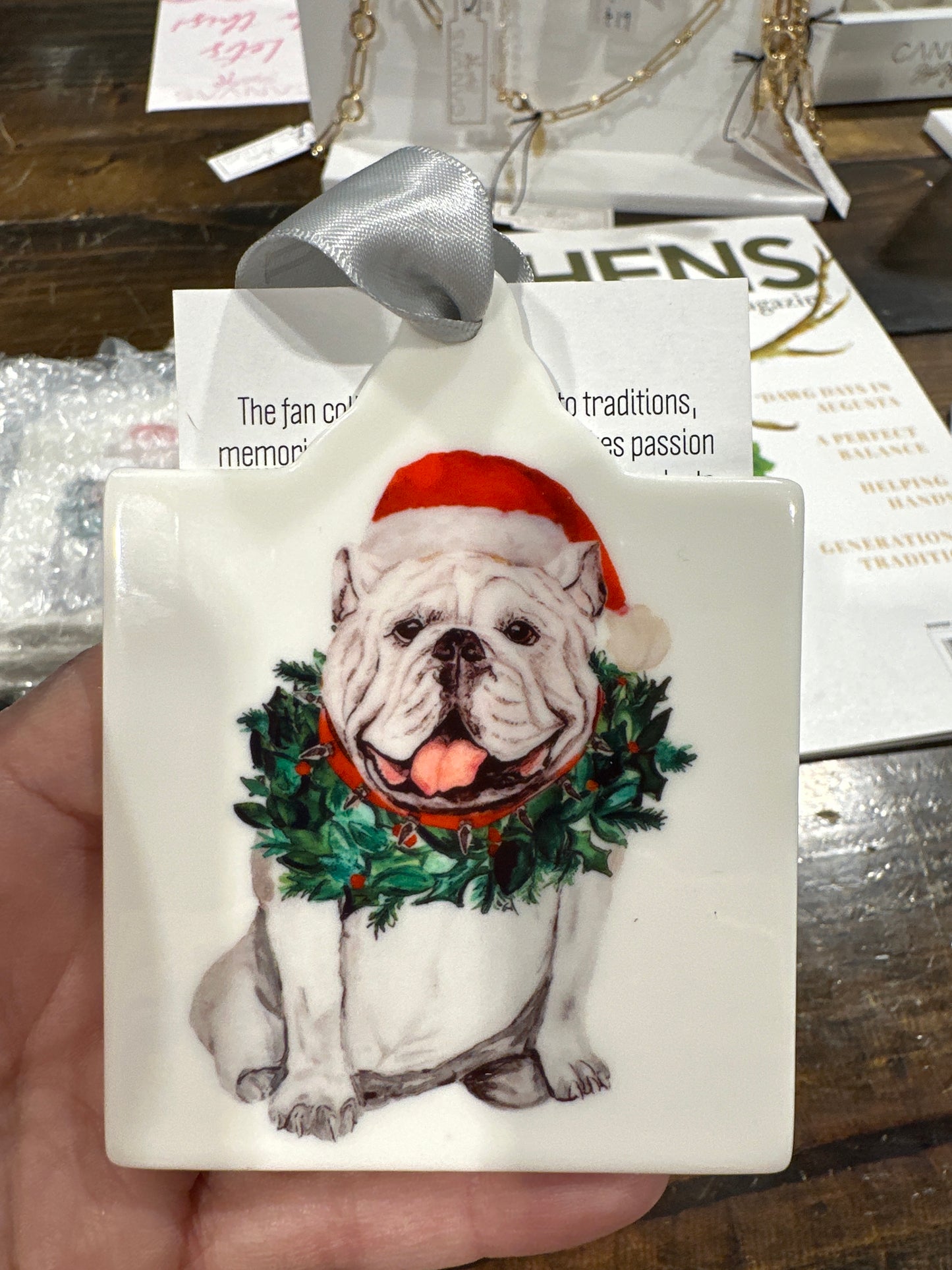 Santa Bulldog Ornament
