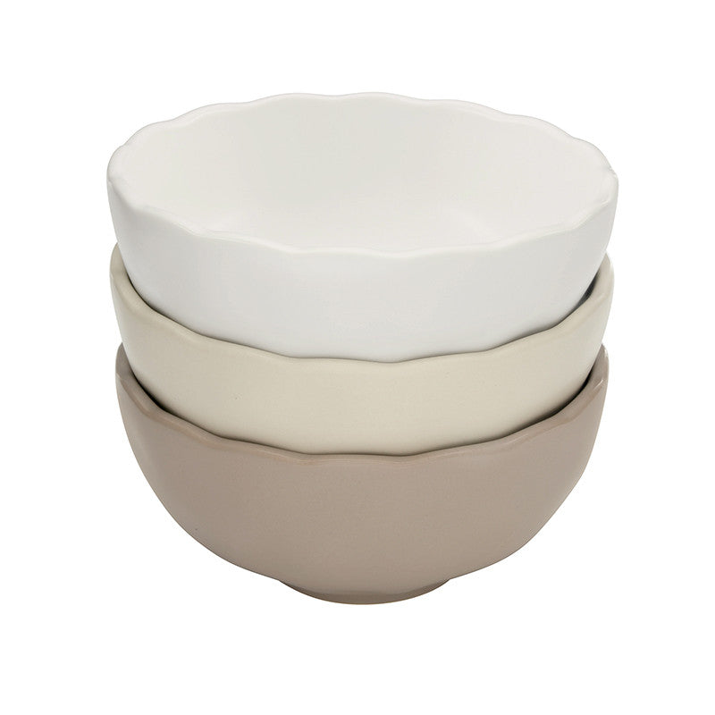 Face to Face Ceramic Dip Bowls - Scallop - Set of 3