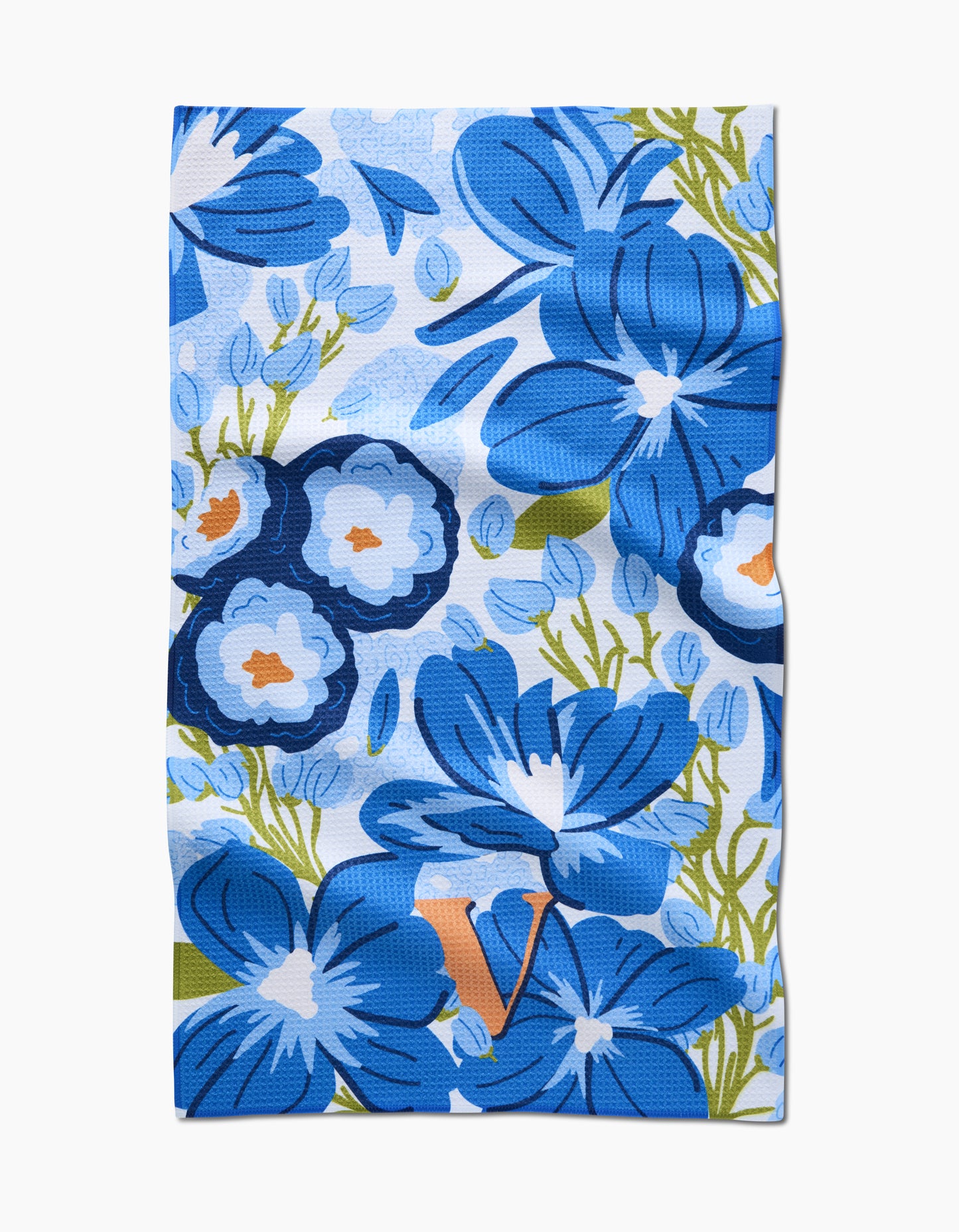 Geometry Monogram Floral Tea Towel letter C