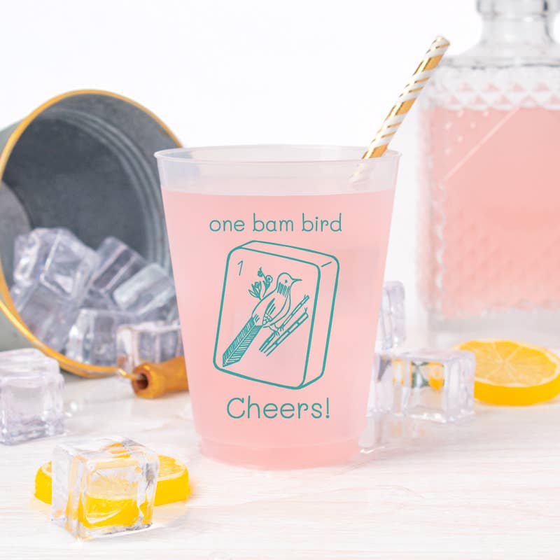 One Bam Bird Mahjong Frosted Cups
