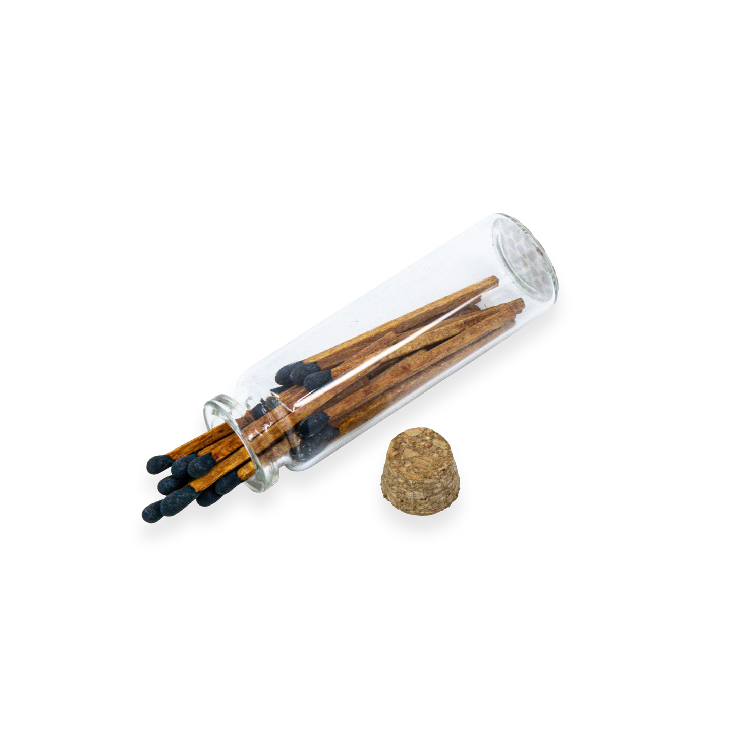 Small Match Bottles - Safety Matches in Jars with Striker: 40 Matchsticks Jar / Charcoal