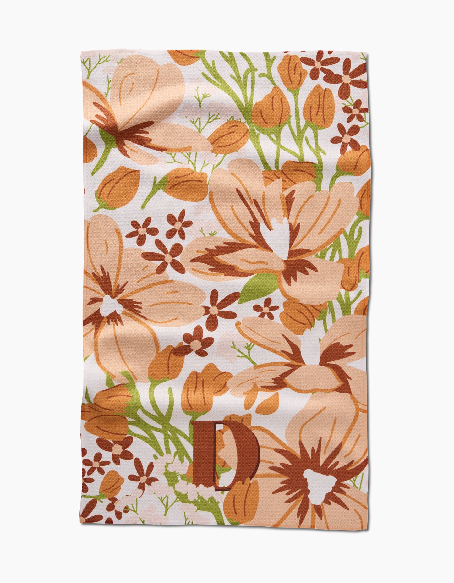 Geometry Monogram Floral Tea Towel letter C