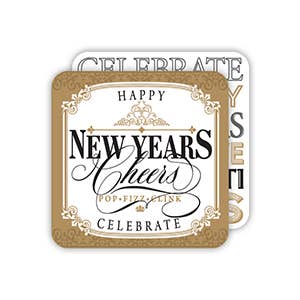 Happy New Years Cheers Square Coaster