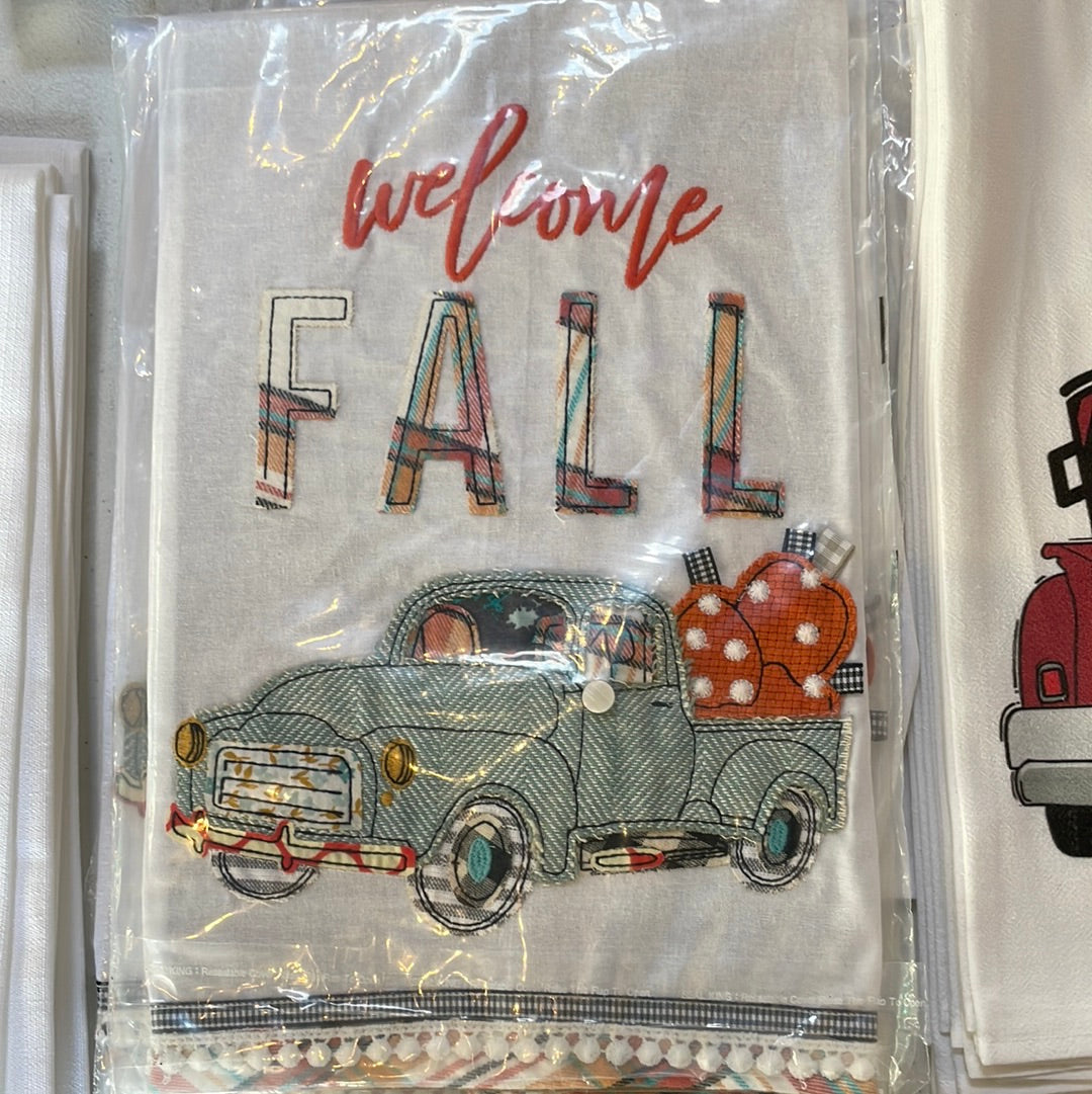 Welcome fall tea towel
