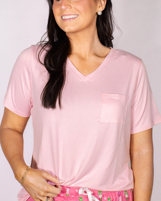V Neck Pocket PJ Top
