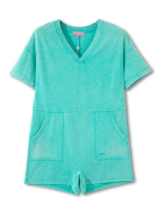 Vneck Vintage Romper Turquoise