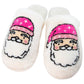 Pink Santa Face Women's House Slippers: White / L/XL