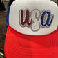 USA script sequin trucker hat
