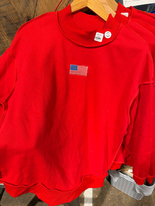 American Flag Mock neck Sweatshirt