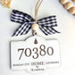 Zip Code Christmas Ornament Custom City & State: White Buffalo Plaid