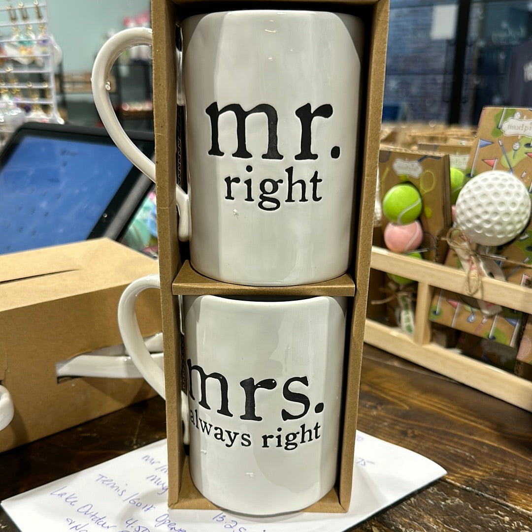 MR/Mr right mug set