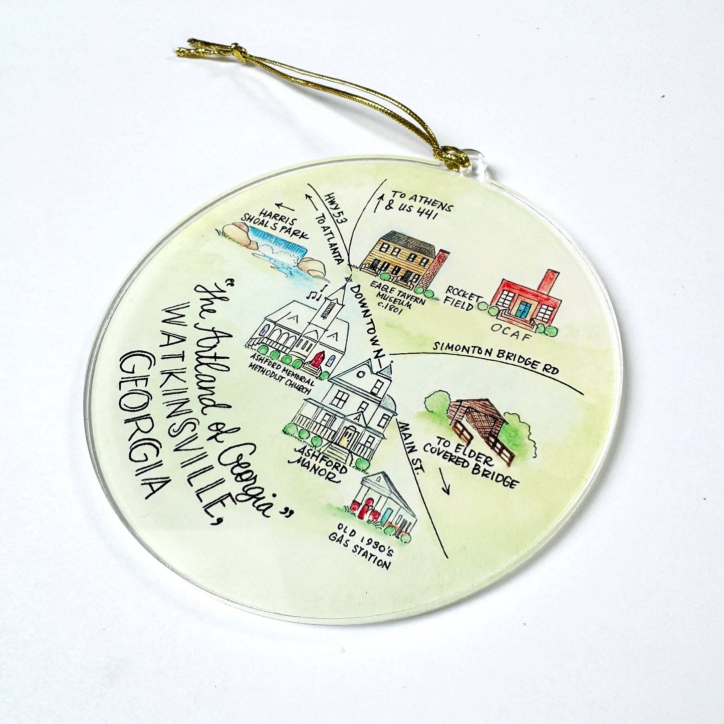 Watkinsville, Georgia Map Acrylic Ornament