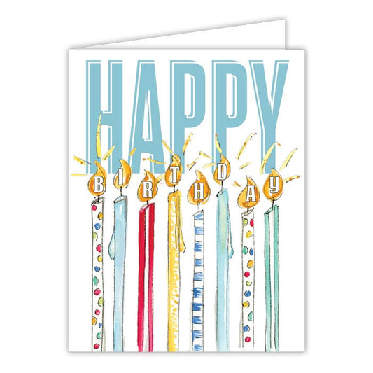 HAPPY BIRTHDAY Lit Candles Greeting Card