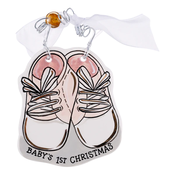 Baby 1st christmas shoe ornament