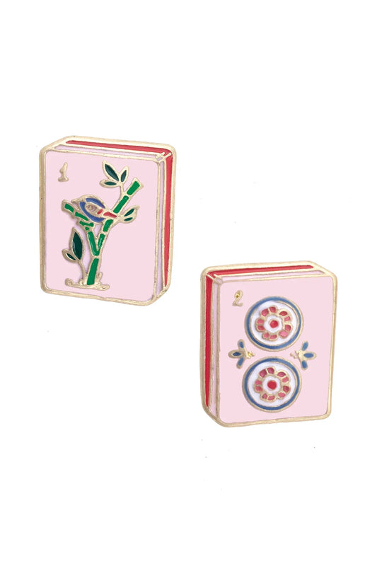 Mahjong tile stud earrings