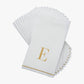 E Gold Monogram Paper Disposable Dinner Napkins | 14 Napkins: 14 Guest Napkins - 4.25" x 7.75"