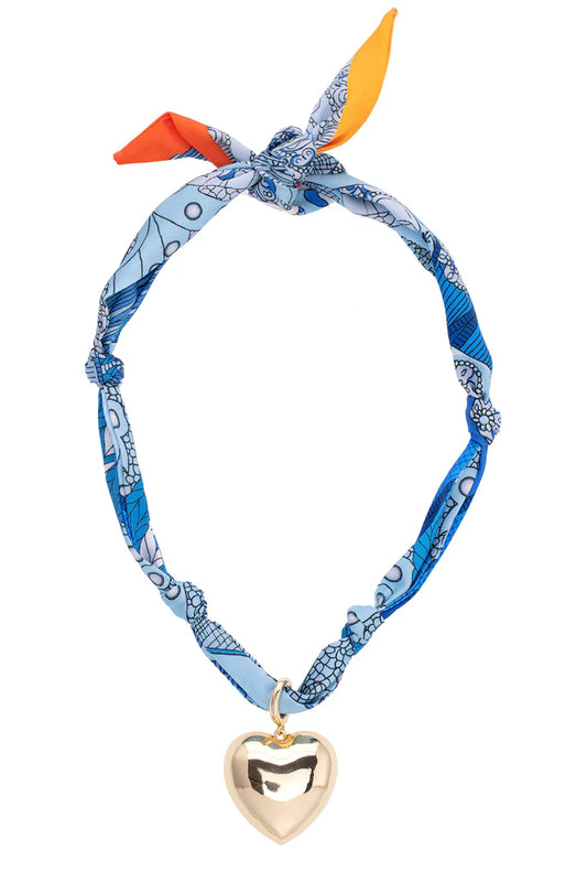 Gabby Puff Heart Scarf Necklace