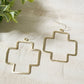 Light Brushed Gold Square Cross Statement Earrings