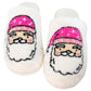 Pink Santa Face Women's House Slippers: White / L/XL