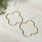 Medium Light Brushed Gold Quatrefoil Earrings on Gold Post