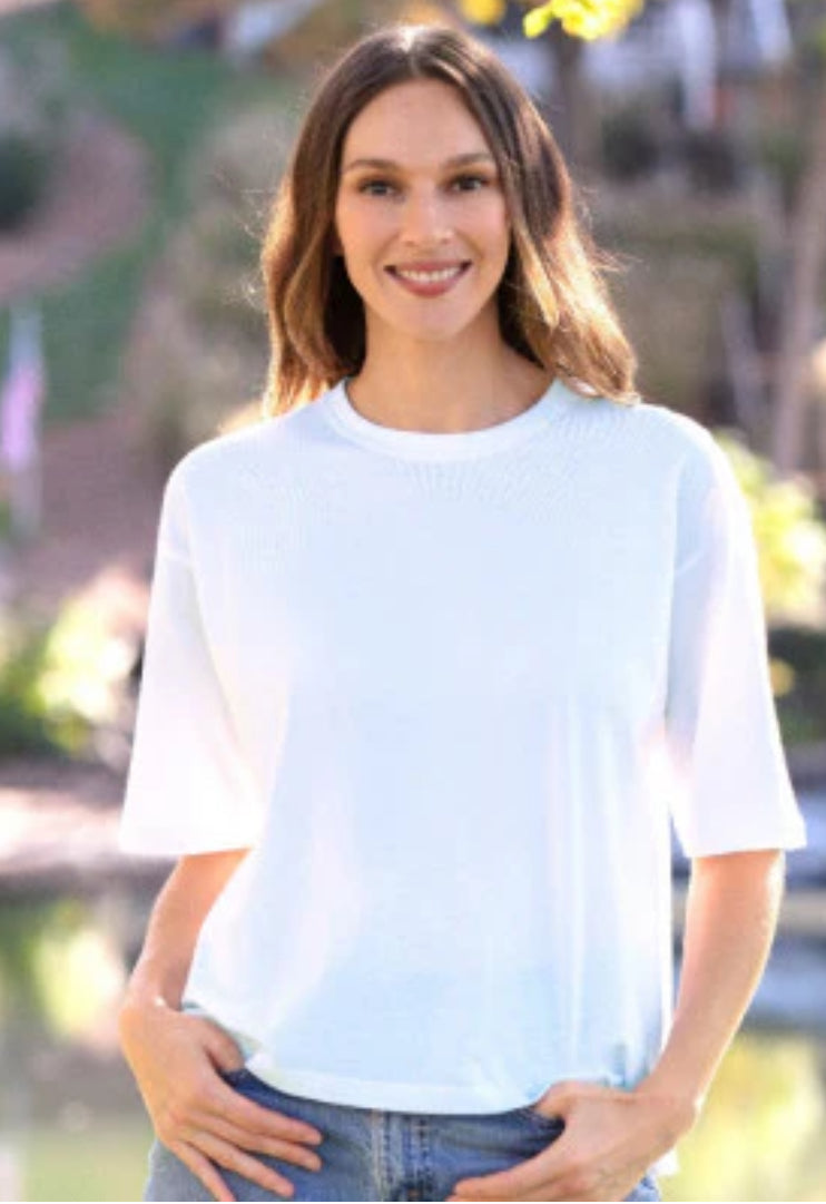Georgia shortsleeve Waist Length Slub Top