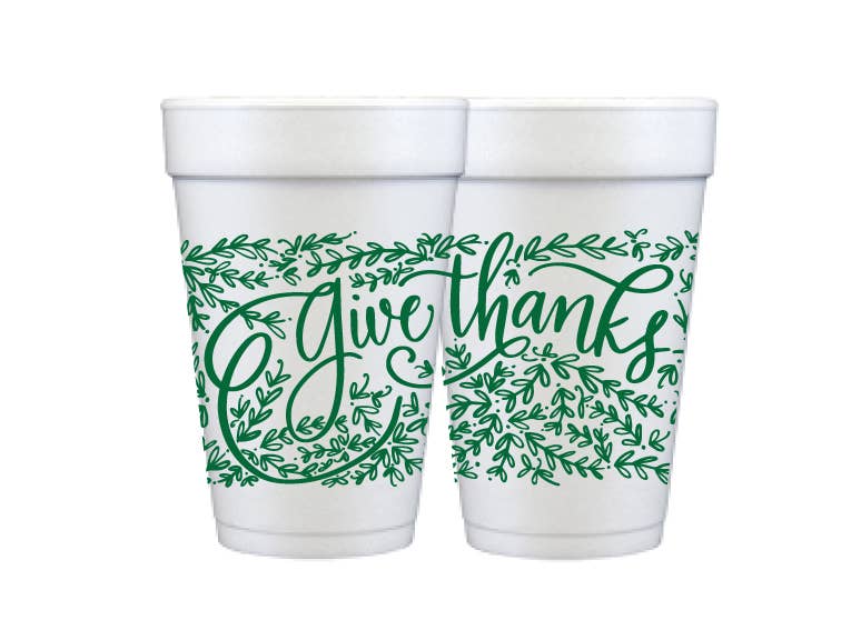 Foam Cups - Give Thanks (3 colors) (Thanksgiving): Pumpkin Orange